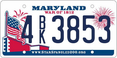 MD license plate 4BK3853