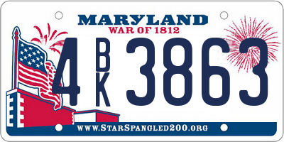 MD license plate 4BK3863