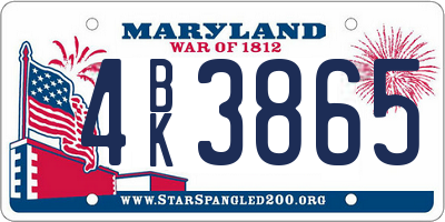 MD license plate 4BK3865