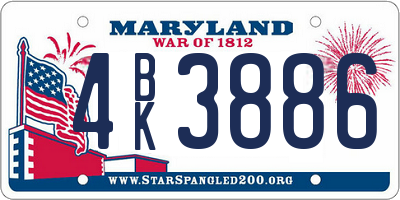 MD license plate 4BK3886
