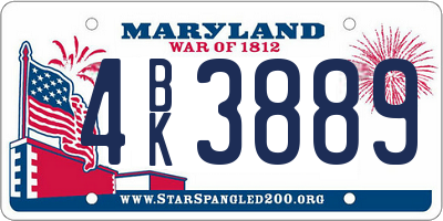 MD license plate 4BK3889