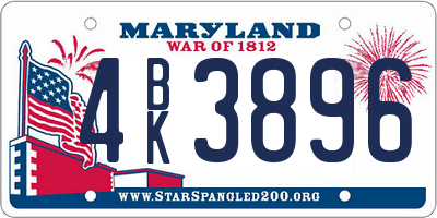 MD license plate 4BK3896