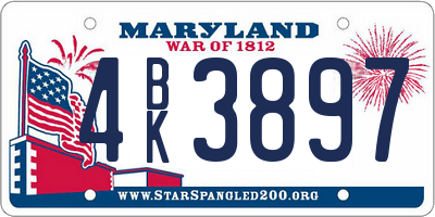 MD license plate 4BK3897