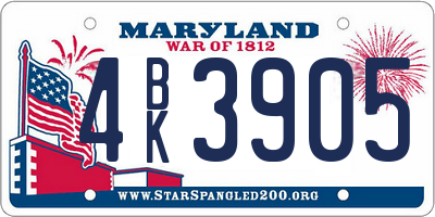 MD license plate 4BK3905
