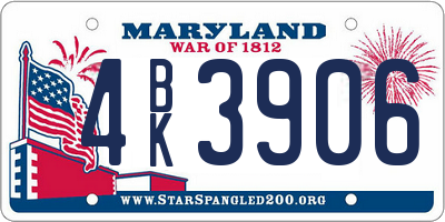 MD license plate 4BK3906