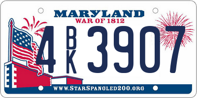 MD license plate 4BK3907