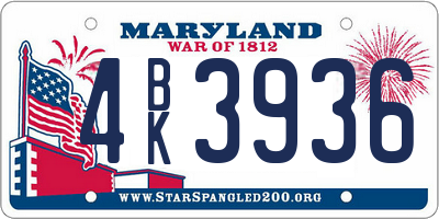 MD license plate 4BK3936