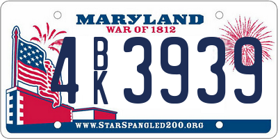 MD license plate 4BK3939