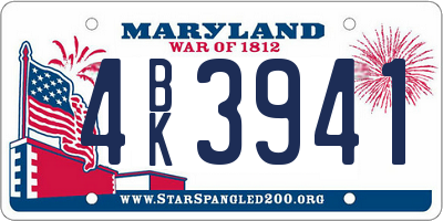 MD license plate 4BK3941