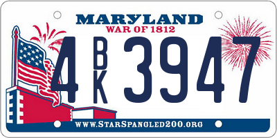 MD license plate 4BK3947