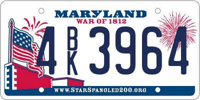 MD license plate 4BK3964