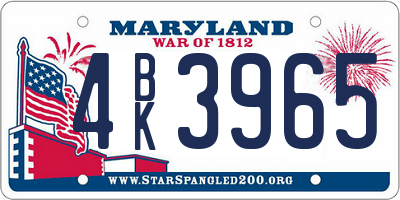 MD license plate 4BK3965