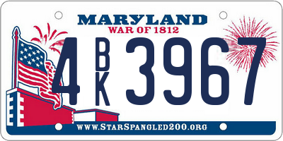 MD license plate 4BK3967