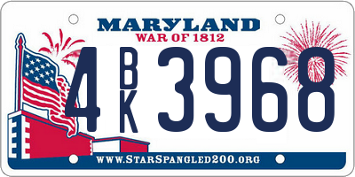 MD license plate 4BK3968