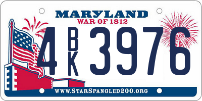 MD license plate 4BK3976