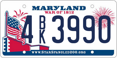 MD license plate 4BK3990