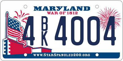 MD license plate 4BK4004