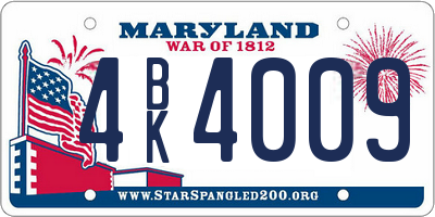 MD license plate 4BK4009