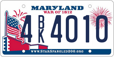 MD license plate 4BK4010