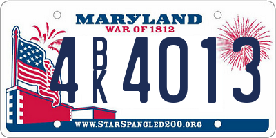 MD license plate 4BK4013