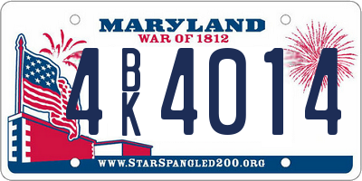 MD license plate 4BK4014