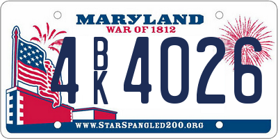 MD license plate 4BK4026