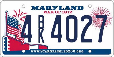 MD license plate 4BK4027