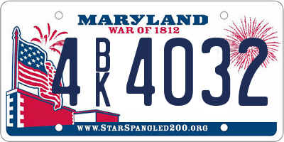 MD license plate 4BK4032
