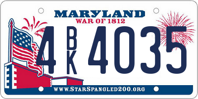 MD license plate 4BK4035