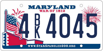MD license plate 4BK4045