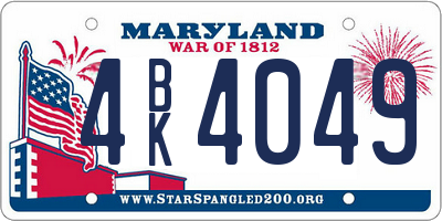 MD license plate 4BK4049