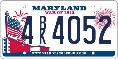 MD license plate 4BK4052