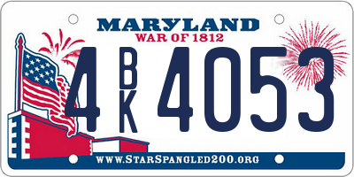 MD license plate 4BK4053