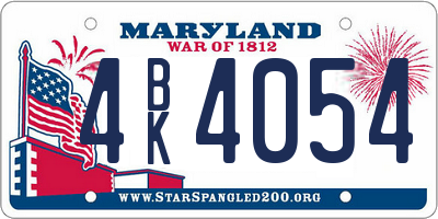 MD license plate 4BK4054