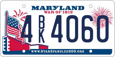 MD license plate 4BK4060