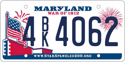 MD license plate 4BK4062
