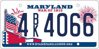 MD license plate 4BK4066