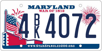 MD license plate 4BK4072