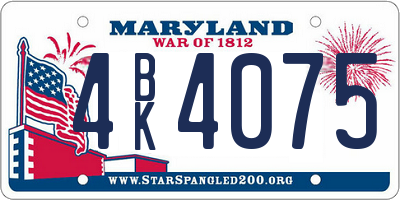 MD license plate 4BK4075
