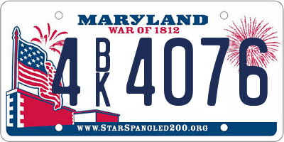 MD license plate 4BK4076