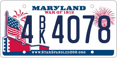 MD license plate 4BK4078