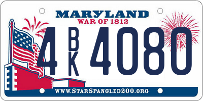 MD license plate 4BK4080
