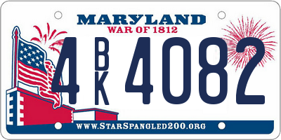MD license plate 4BK4082