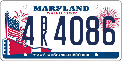 MD license plate 4BK4086