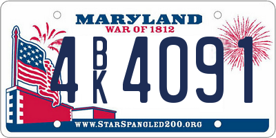 MD license plate 4BK4091