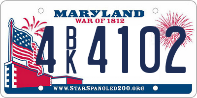 MD license plate 4BK4102