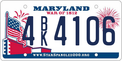 MD license plate 4BK4106
