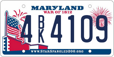 MD license plate 4BK4109