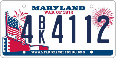 MD license plate 4BK4112