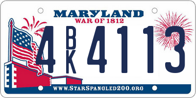 MD license plate 4BK4113